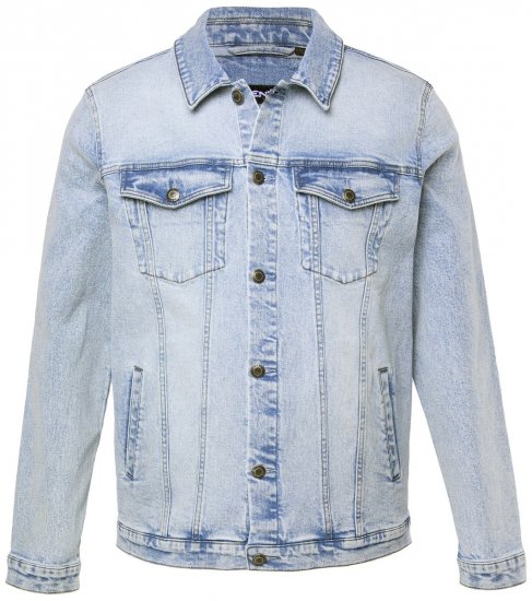 Men+ 394 Džínsová bunda s náprsnými vreckami Svetlomodrá - Bundy - Bundy Nadmerné Veľkosti 2XL-8XL