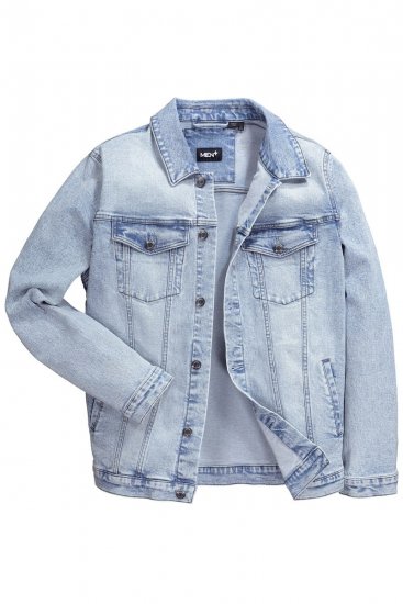 Men+ 394 Džínsová bunda s náprsnými vreckami Svetlomodrá - Bundy - Bundy Nadmerné Veľkosti 2XL-8XL