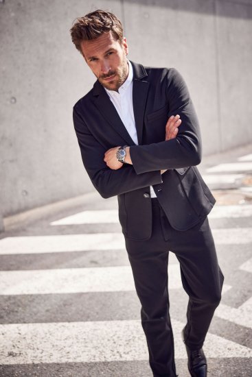 JP1880 Manhattan Flexnamic Business Jersey Suit Black - Obleky - Obleky 2XL-8XL