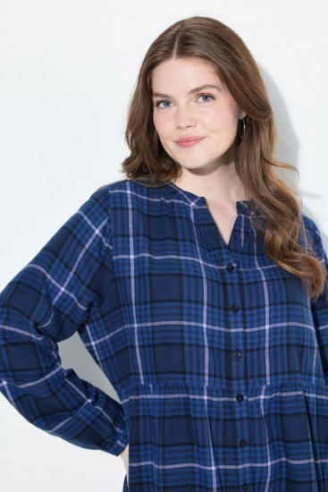 Ulla Popken 840929 Kockované šaty Tmavomodrá - Midi šaty - Midi šaty pre plnoštíhle ženy