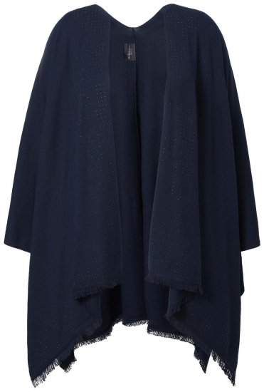 Ulla Popken 841117 Pletené oversize pončo s kamienkami Tmavomodrá - Ponča a peleríny - 