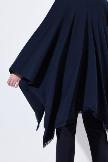 Ulla Popken 841117 Pletené oversize pončo s kamienkami Tmavomodrá - Ponča a peleríny - 