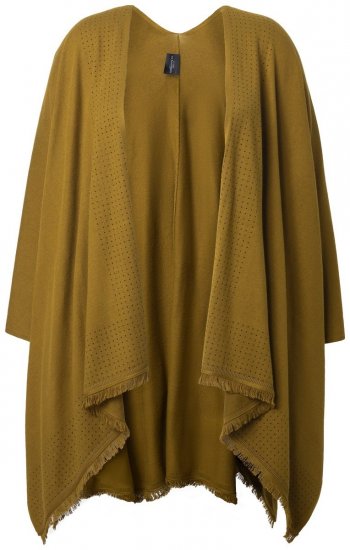 Ulla Popken 841117 Pletené oversize pončo s kamienkami Olivová - Ponča a peleríny - 