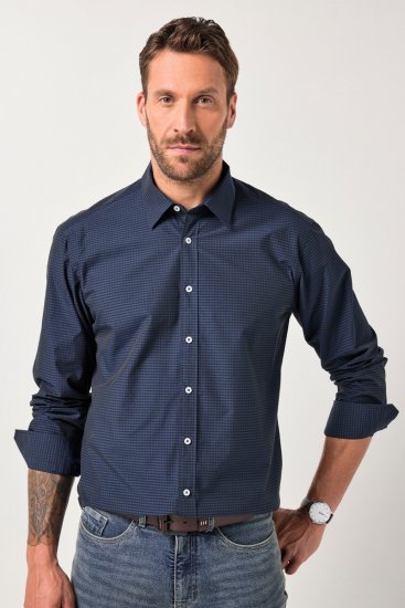 JP1880 Shirt Long Sleeve Kent Collar Navy - Košele - Košele 2XL-10XL