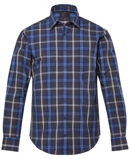 JP1880 Checked Shirt Long Sleeve Kent Collar Anthracite - Košele - Košele 2XL-10XL