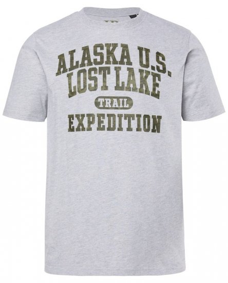 JP1880 T-shirt Short Sleeve Chest Print Grey Melange - Tričká - Nadrozmerné tričká - 2XL-14XL