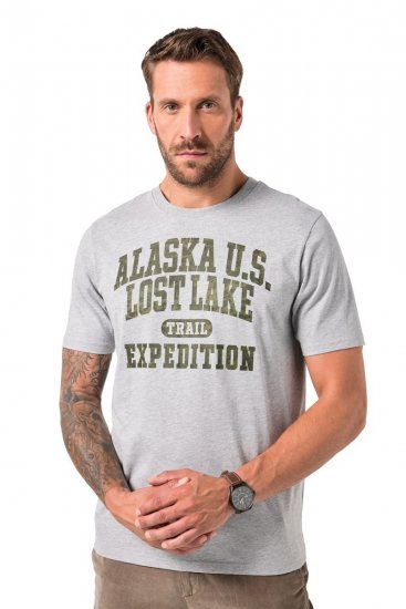 JP1880 T-shirt Short Sleeve Chest Print Grey Melange - Tričká - Nadrozmerné tričká - 2XL-14XL
