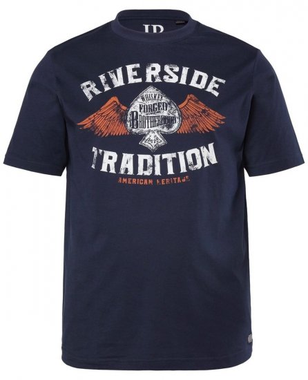 JP1880 T-Shirt Short Sleeve Chest Print Navy - Tričká - Nadrozmerné tričká - 2XL-14XL
