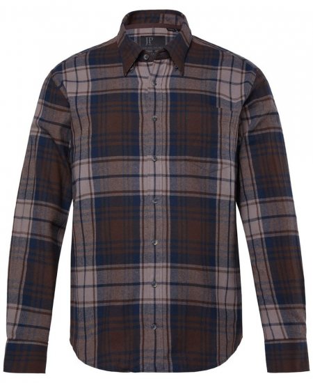 JP1880 Shirt Flannel Long Sleeve Dark Brown - Košele - Košele 2XL-10XL