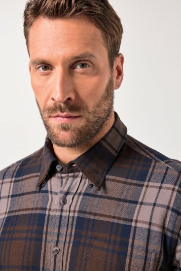 JP1880 Shirt Flannel Long Sleeve Dark Brown - Košele - Košele 2XL-10XL