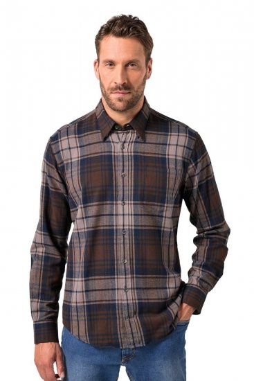 JP1880 Shirt Flannel Long Sleeve Dark Brown - Košele - Košele 2XL-10XL