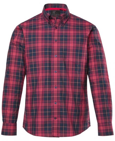 JP1880 Checked Shirt Long Sleeve Red - Košele - Košele 2XL-10XL