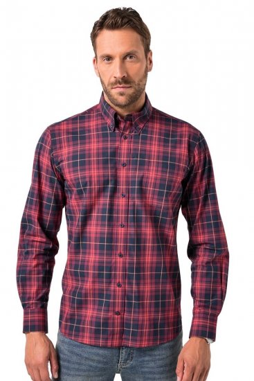 JP1880 Checked Shirt Long Sleeve Red - Košele - Košele 2XL-10XL