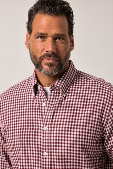 JP1880 Checked Flannel Shirt Long Sleeve Light Red - Košele - Košele 2XL-10XL