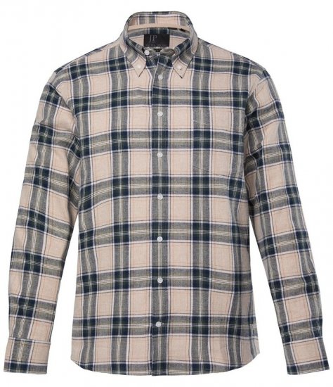 JP1880 Checked Flannel Shirt Long Sleeve Dark Dusty Pink - Košele - Košele 2XL-10XL