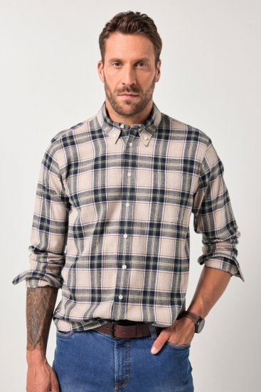 JP1880 Checked Flannel Shirt Long Sleeve Dark Dusty Pink - Košele - Košele 2XL-10XL