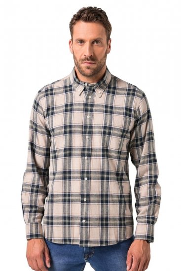 JP1880 Checked Flannel Shirt Long Sleeve Dark Dusty Pink - Košele - Košele 2XL-10XL