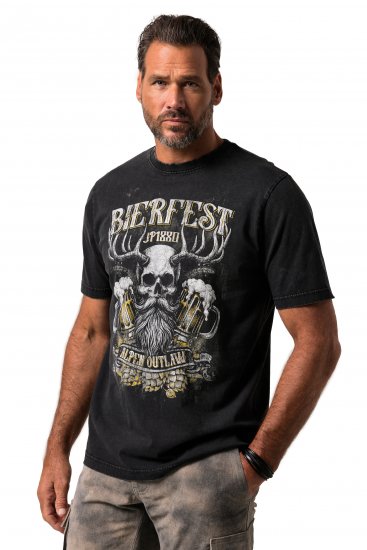 JP1880 Beer Festival Design Vintage Looking T-Shirt Black - Tričká - Nadrozmerné tričká - 2XL-14XL