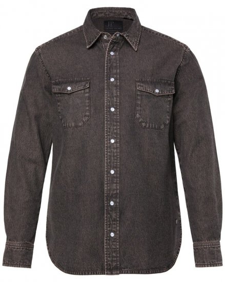 JP1880 Denim Shirt Flexnamic Dark Brown - Košele - Košele 2XL-10XL