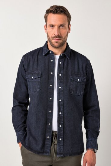 JP1880 Denim Shirt Flexnamic Long Sleeve Navy - Košele - Košele 2XL-10XL