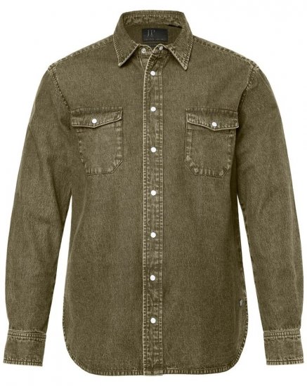 JP1880 Denim Shirt Long Sleeve Olive Green - Košele - Košele 2XL-10XL