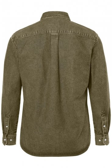 JP1880 Denim Shirt Long Sleeve Olive Green - Košele - Košele 2XL-10XL