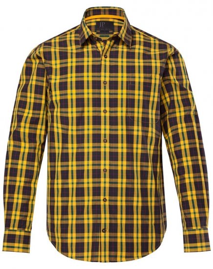 JP1880 Checked Shirt Long Sleeve Kent Collar Curry - Košele - Košele 2XL-10XL