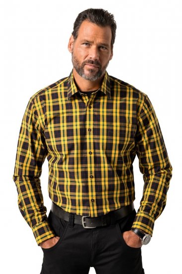 JP1880 Checked Shirt Long Sleeve Kent Collar Curry - Košele - Košele 2XL-10XL