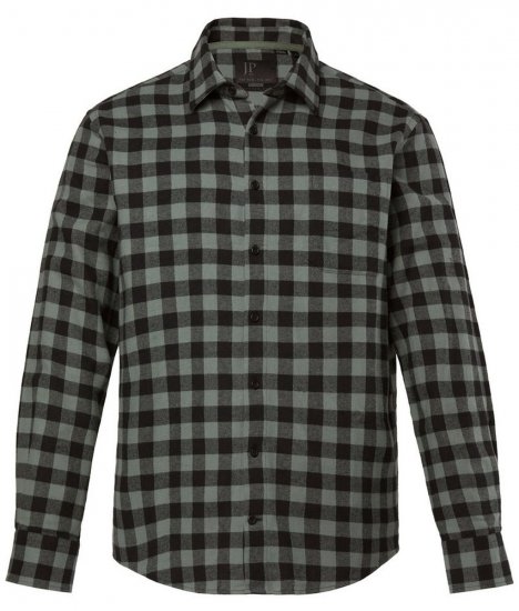 JP1880 Checked Flannel Shirt Long Sleeve Eucalyptus Green - Košele - Košele 2XL-10XL