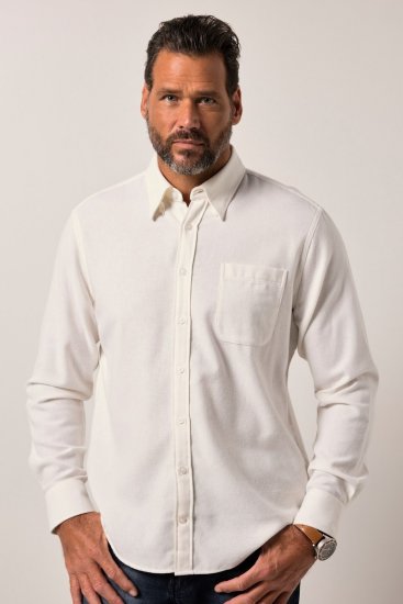 JP1880 Checked Flannel Shirt Long Sleeve Creamy White - Košele - Košele 2XL-10XL