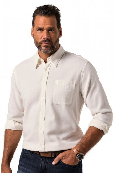 JP1880 Checked Flannel Shirt Long Sleeve Creamy White - Košele - Košele 2XL-10XL