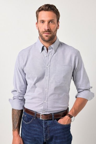 JP1880 Oxford Shirt Flexnamic Long Sleeve Grey - Košele - Košele 2XL-10XL