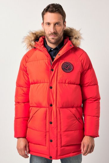JP1880 Parka Quilted Faux Fur Hood Red - Bundy - Bundy Nadmerné Veľkosti 2XL-8XL
