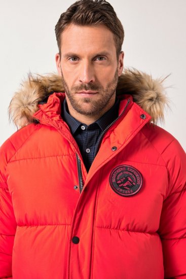 JP1880 Parka Quilted Faux Fur Hood Red - Bundy - Bundy Nadmerné Veľkosti 2XL-8XL