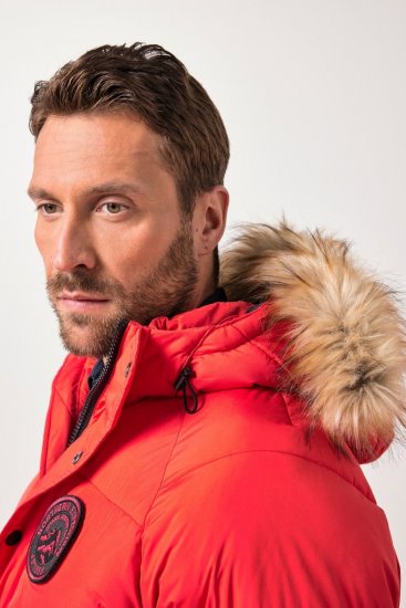 JP1880 Parka Quilted Faux Fur Hood Red - Bundy - Bundy Nadmerné Veľkosti 2XL-8XL
