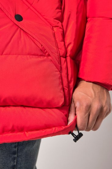 JP1880 Parka Quilted Faux Fur Hood Red - Bundy - Bundy Nadmerné Veľkosti 2XL-8XL