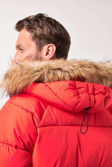 JP1880 Parka Quilted Faux Fur Hood Red - Bundy - Bundy Nadmerné Veľkosti 2XL-8XL