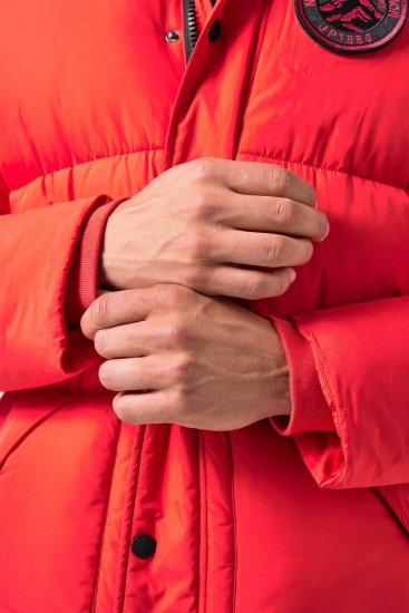 JP1880 Parka Quilted Faux Fur Hood Red - Bundy - Bundy Nadmerné Veľkosti 2XL-8XL