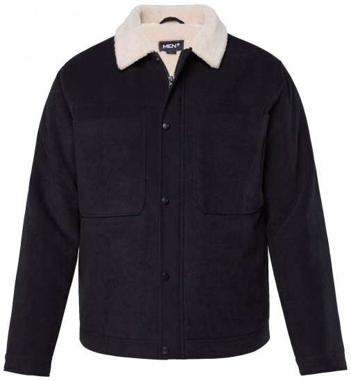 Men+ 545 Bunda s teddy golierom Čierna - Bundy - Bundy Nadmerné Veľkosti 2XL-8XL