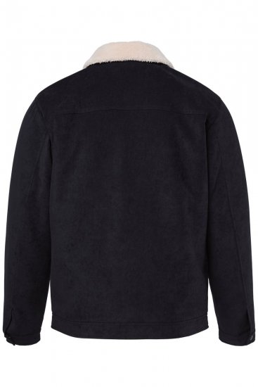Men+ 545 Bunda s teddy golierom Čierna - Bundy - Bundy Nadmerné Veľkosti 2XL-8XL