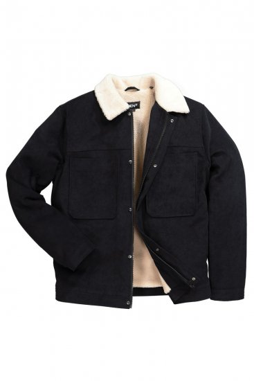 Men+ 545 Bunda s teddy golierom Čierna - Bundy - Bundy Nadmerné Veľkosti 2XL-8XL