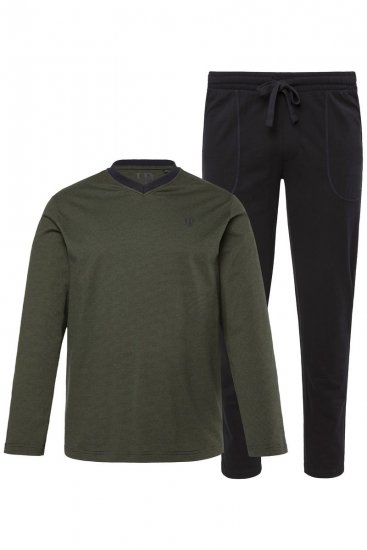 JP1880 Pyjamas Two-piece Striped Dark Green - Spodná bielizeň - Spodné Prádlo 2XL-8XL