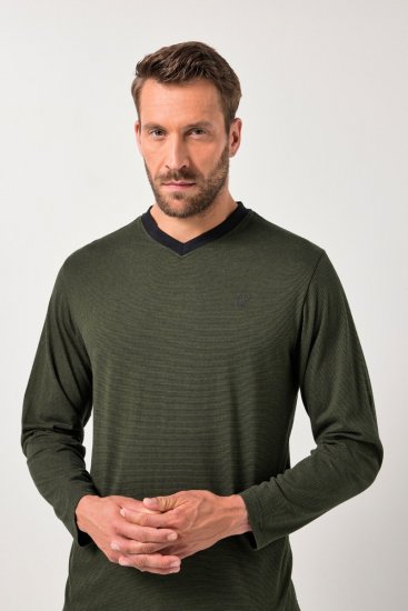 JP1880 Pyjamas Two-piece Striped Dark Green - Spodná bielizeň - Spodné Prádlo 2XL-8XL