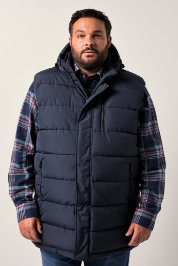 Men+ 433 Vesta prešívaná s kapucňou Tmavomodrá - Bundy - Bundy Nadmerné Veľkosti 2XL-8XL