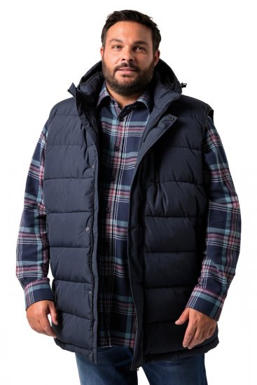 Men+ 433 Vesta prešívaná s kapucňou Tmavomodrá - Bundy - Bundy Nadmerné Veľkosti 2XL-8XL