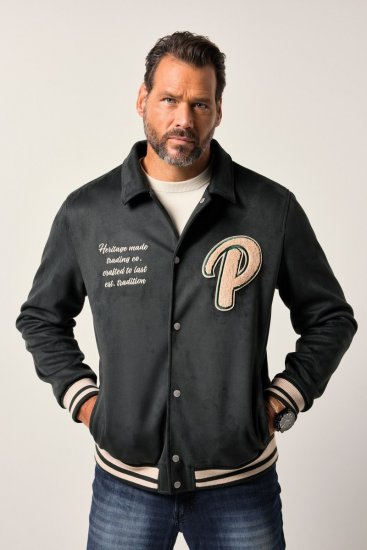 JP1880 Blouson Velour with Chest Embroidery Dark Green - Bundy - Bundy Nadmerné Veľkosti 2XL-8XL