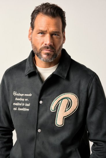 JP1880 Blouson Velour with Chest Embroidery Dark Green - Bundy - Bundy Nadmerné Veľkosti 2XL-8XL