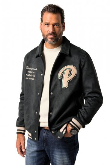 JP1880 Blouson Velour with Chest Embroidery Dark Green - Bundy - Bundy Nadmerné Veľkosti 2XL-8XL