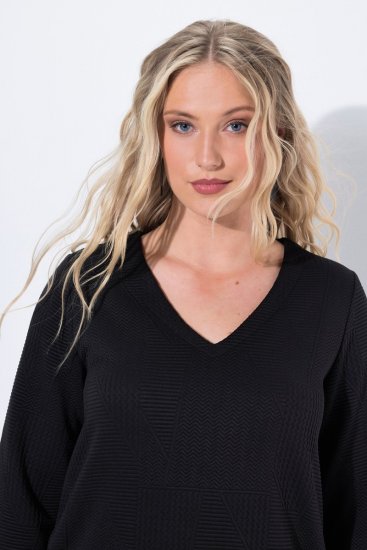Ulla Popken 843326 Mikinové šaty s 3/4 rukávmi Čierna - Mikinové šaty - 