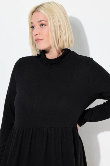 Ulla Popken 844233 Pletené šaty s dlhým rukávom Čierna - Pletené šaty - 